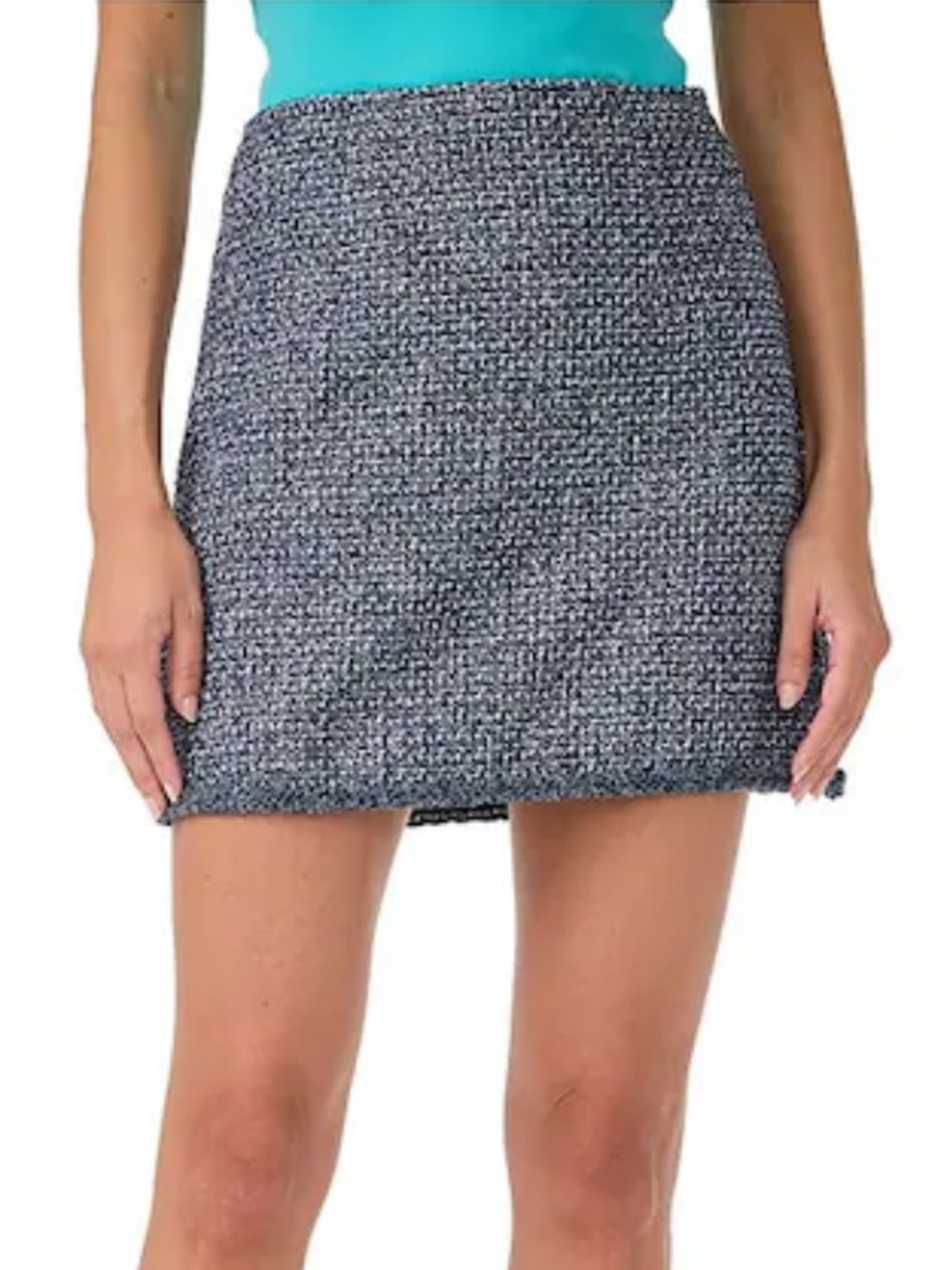TRINA TURK Rico Tweed Knit High Waisted Braided Trim Mini Skirt SIZE 6